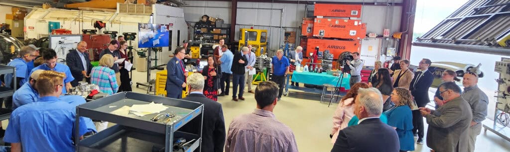 Employers, students, and administrators in the BRCC aviation facility